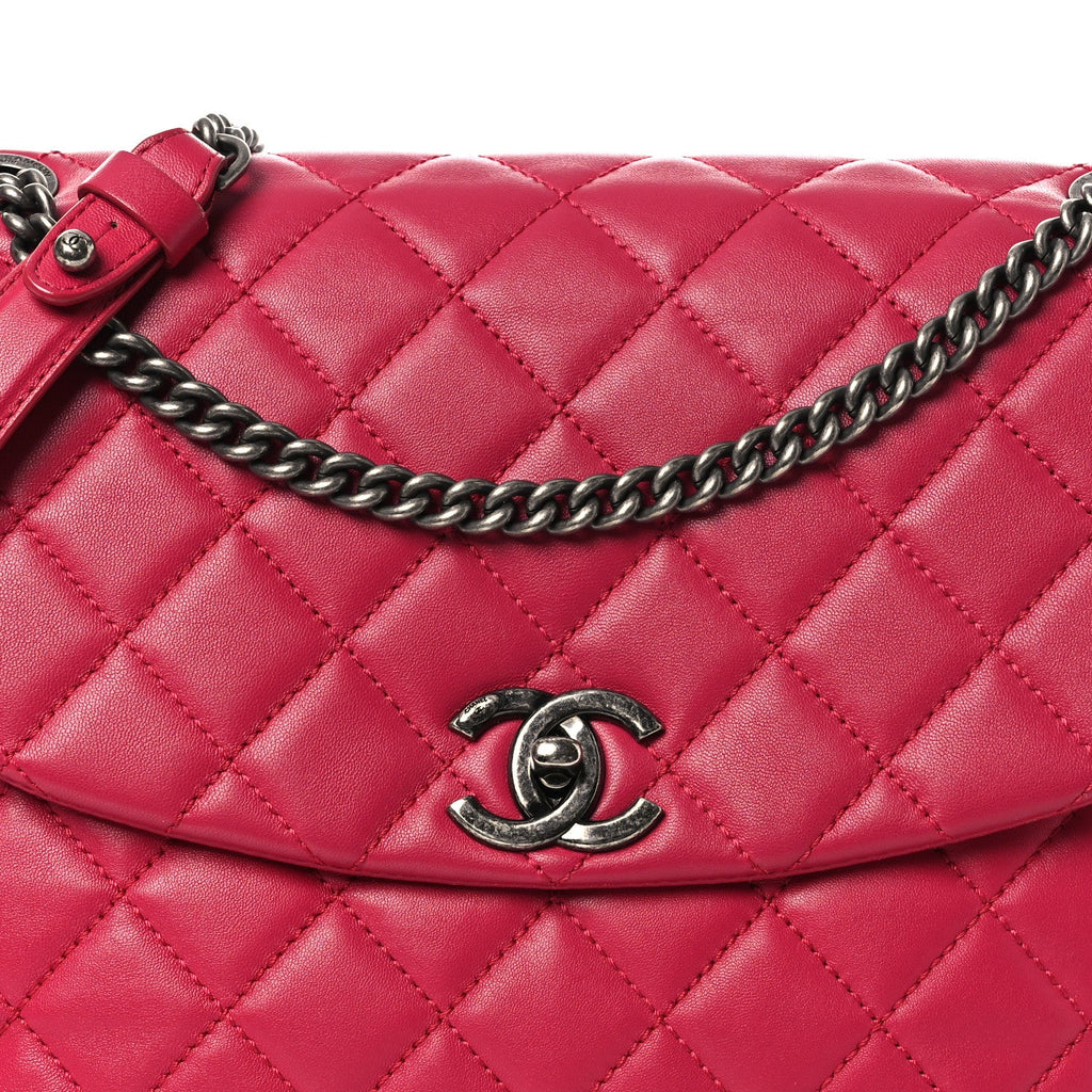 Chanel Lambskin Quilted Large Daily Supple Flap Dark Pink