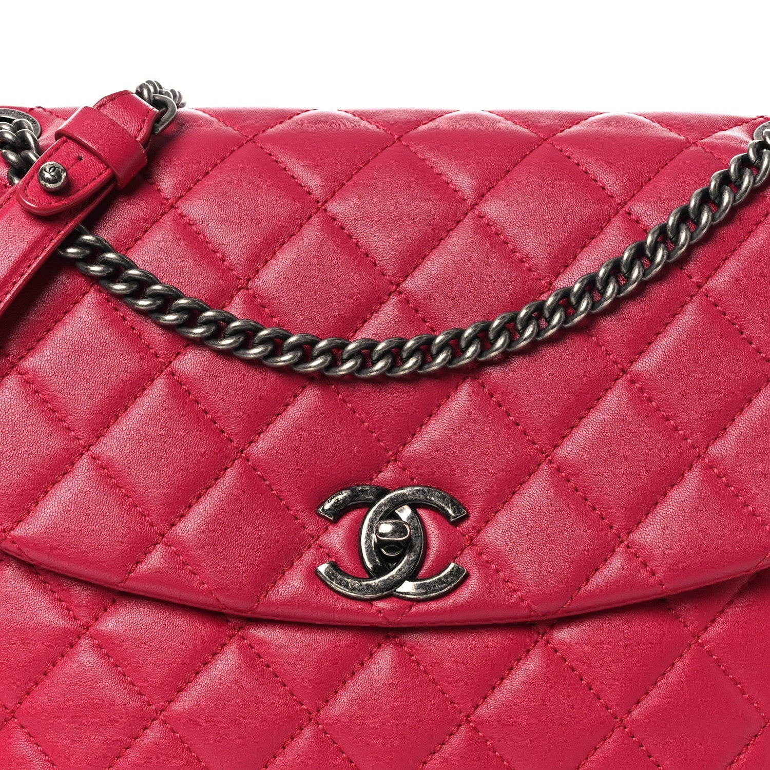 Chanel Lambskin Quilted Large Daily Supple Flap Dark Pink