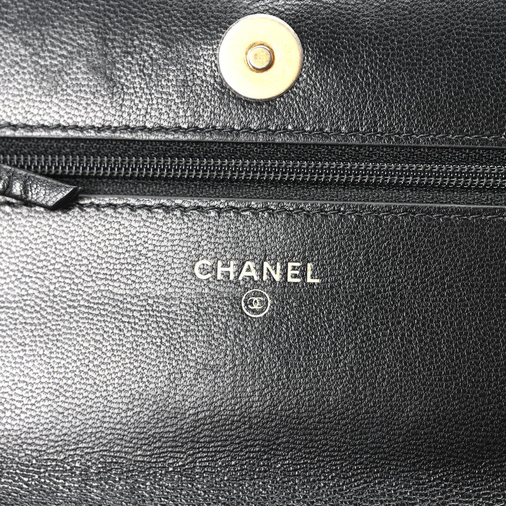 Chanel Lambskin Quilted Chanel 19 Wallet On Chain WOC Black