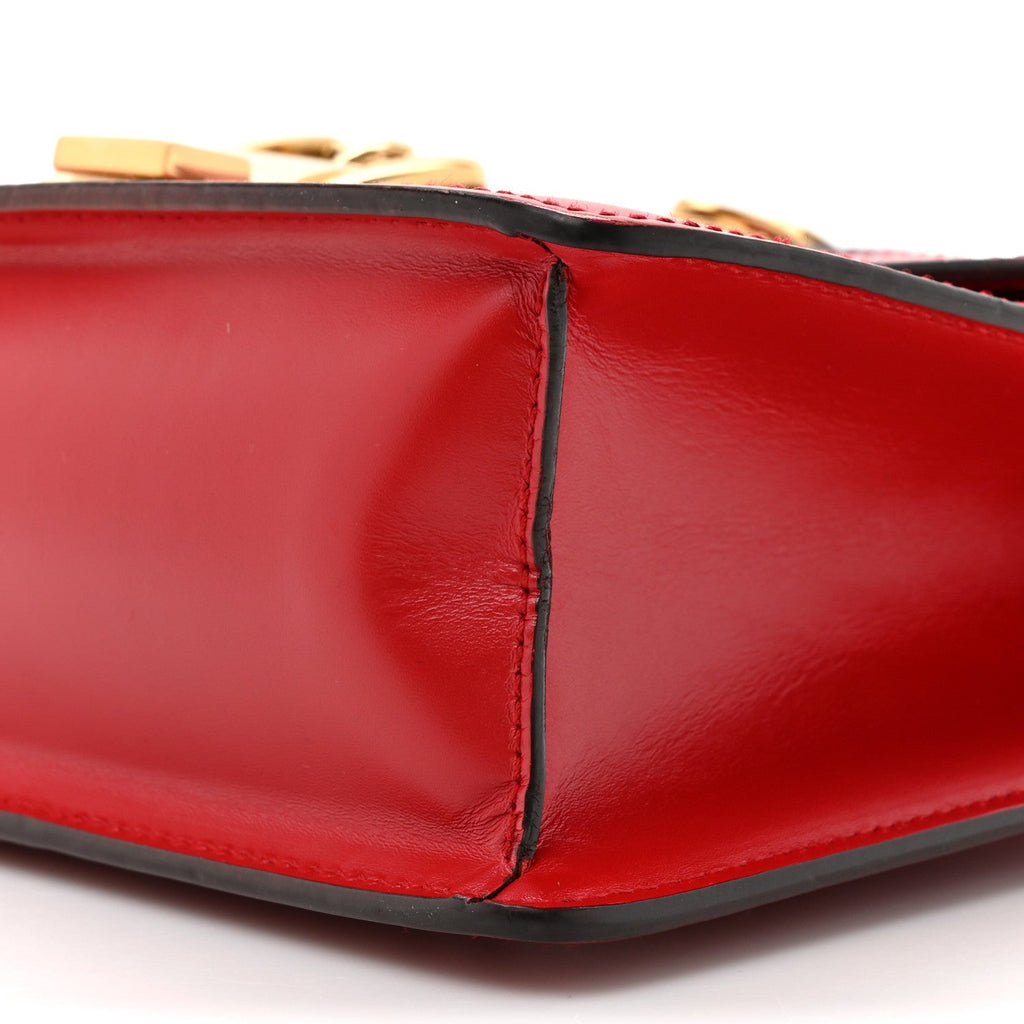 Gucci Calfskin Small Sylvie Shoulder Bag Hibiscus Red