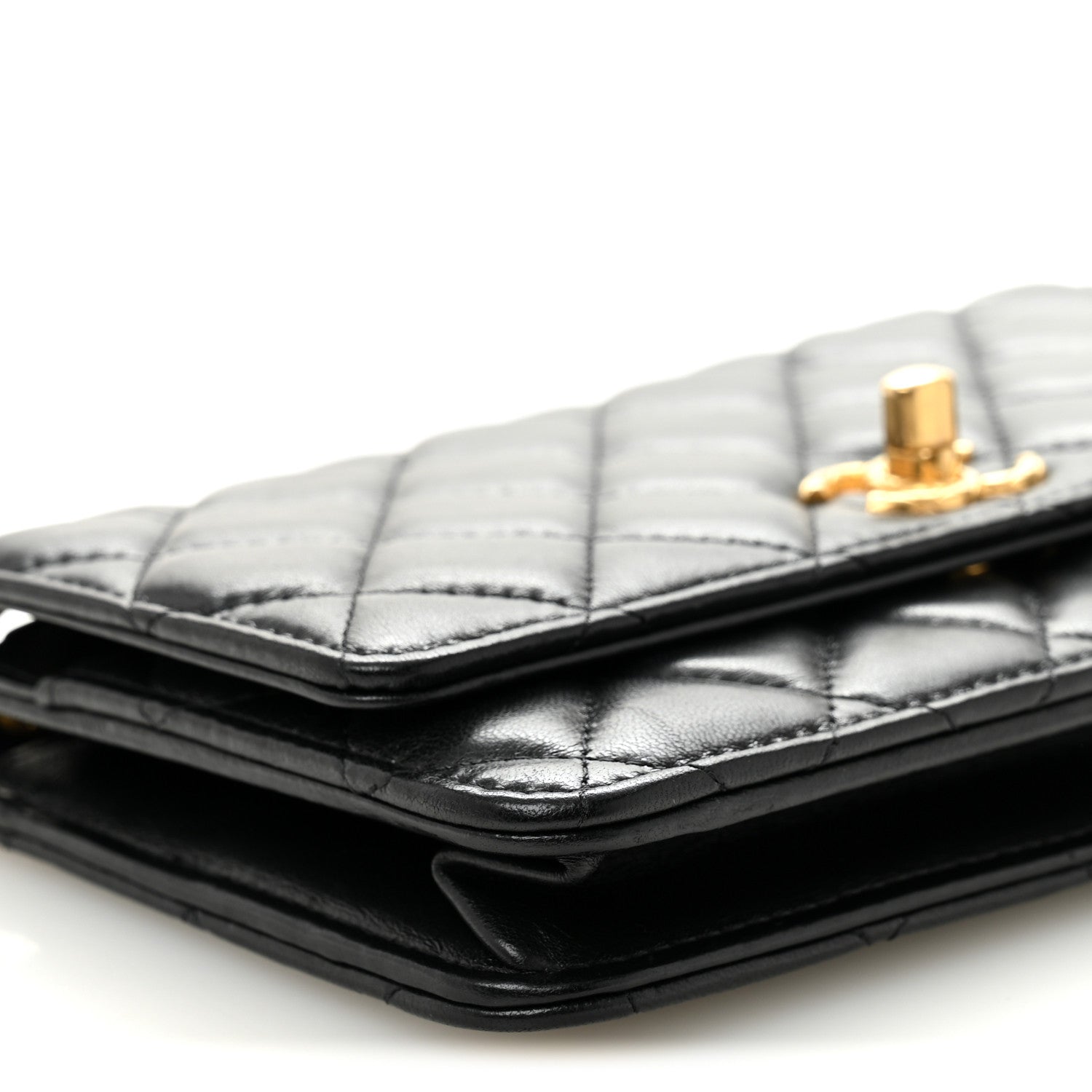 Chanel Lambskin Quilted Pillow Crush Wallet On Chain WOC Black
