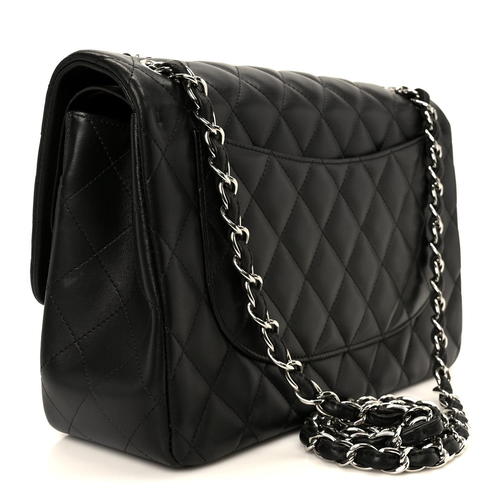 Chanel Lambskin Quilted Jumbo Double Flap Black