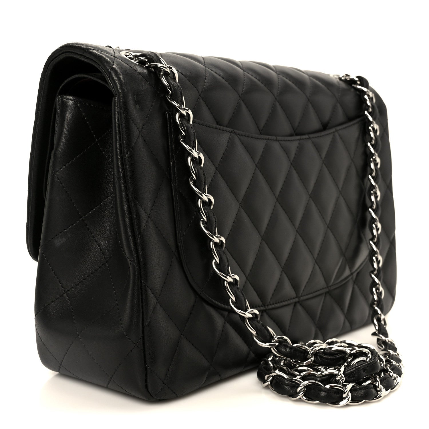 Chanel Lambskin Quilted Jumbo Double Flap Black