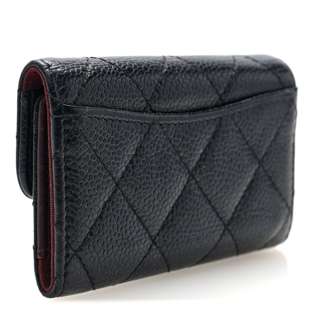 Caviar Quilted 6 Key Holder Black