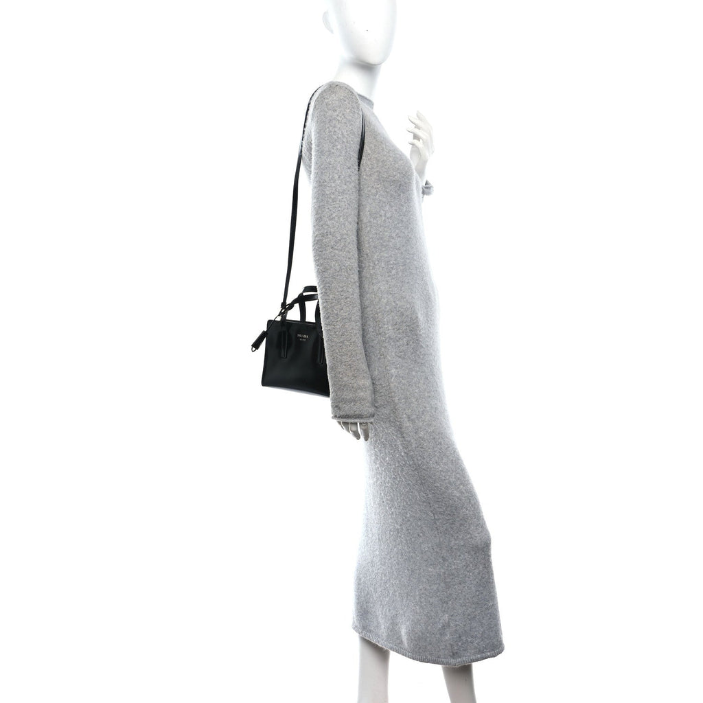 Prada Spazzolato Mini Re-Edition 1995 Double Handle Handbag Black