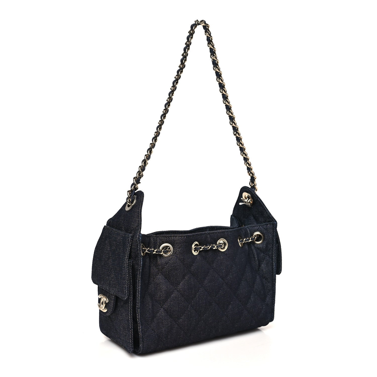 Chanel Denim Quilted Mini Chanel 25 Handbag Dark Blue
