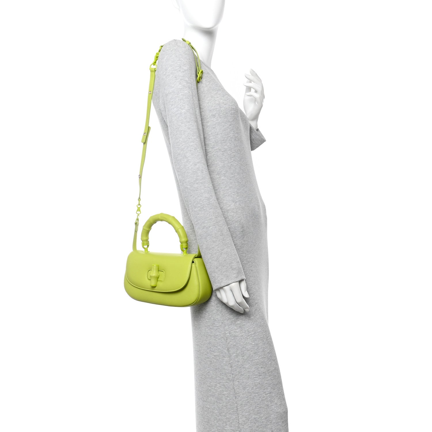 Gucci Calfskin Medium Bamboo Diva Green