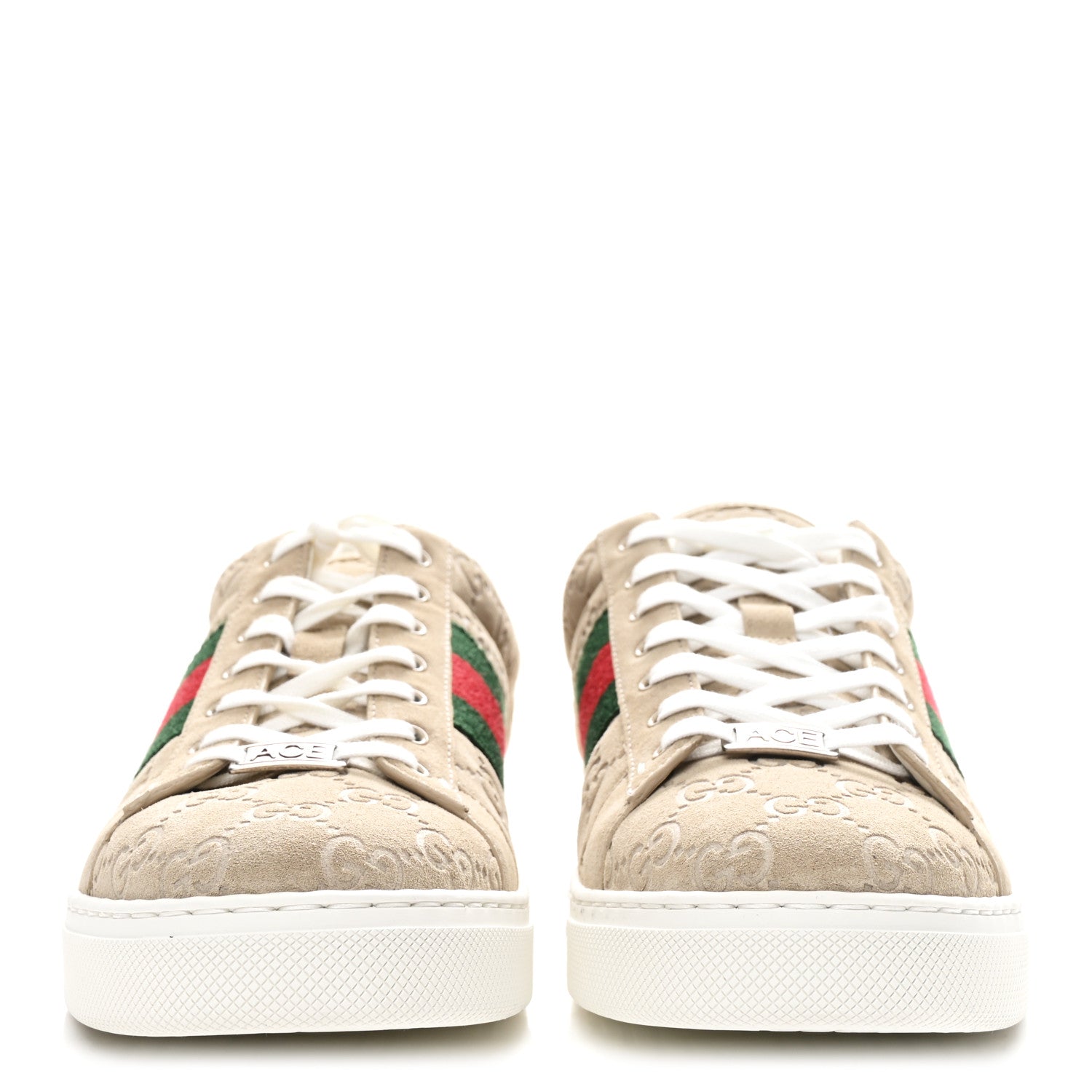Gucci GG Suede Monogram Web Mens Sneakers 9 Oatmeal Mystic White