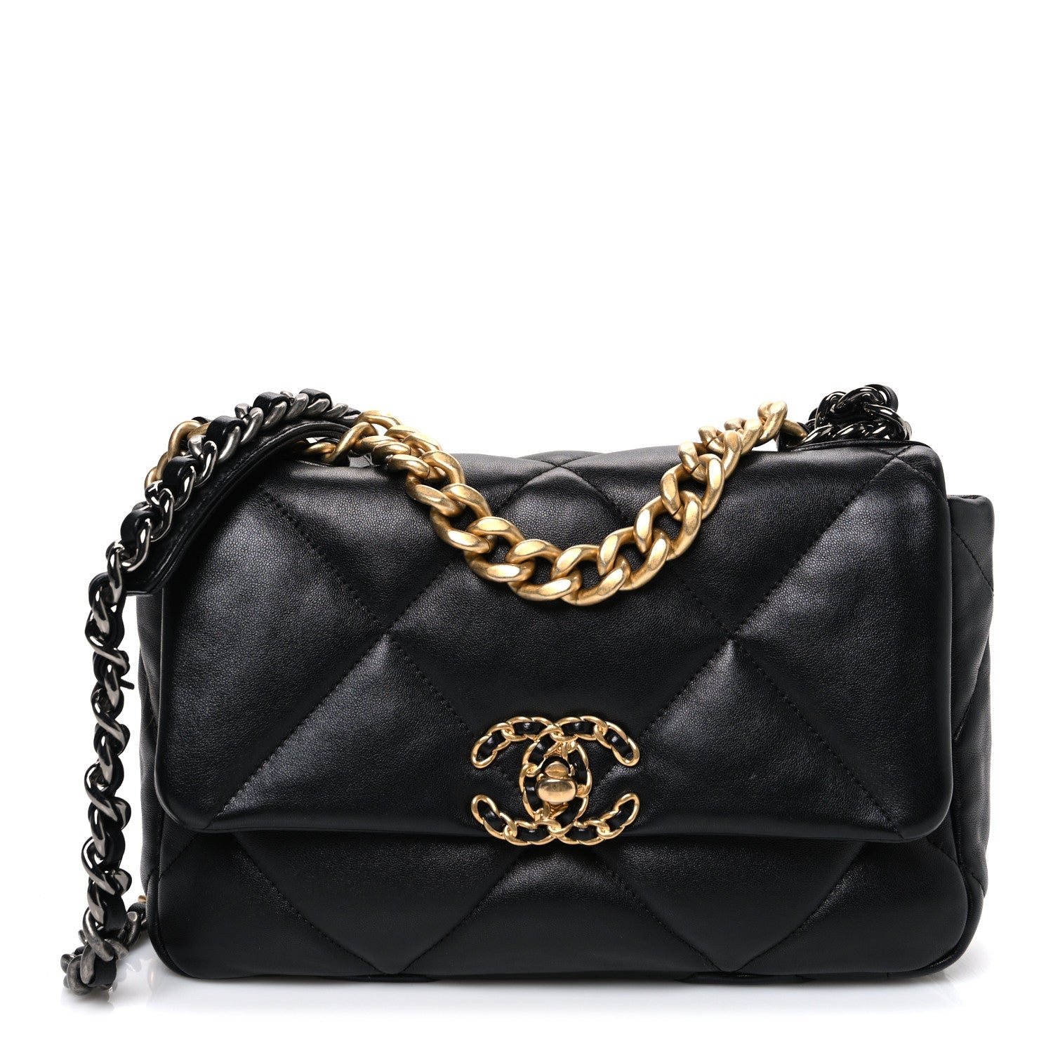 Chanel Lambskin Quilted Medium Chanel 19 Flap Black