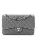 Chanel Caviar Quilted Jumbo Double Flap Grey