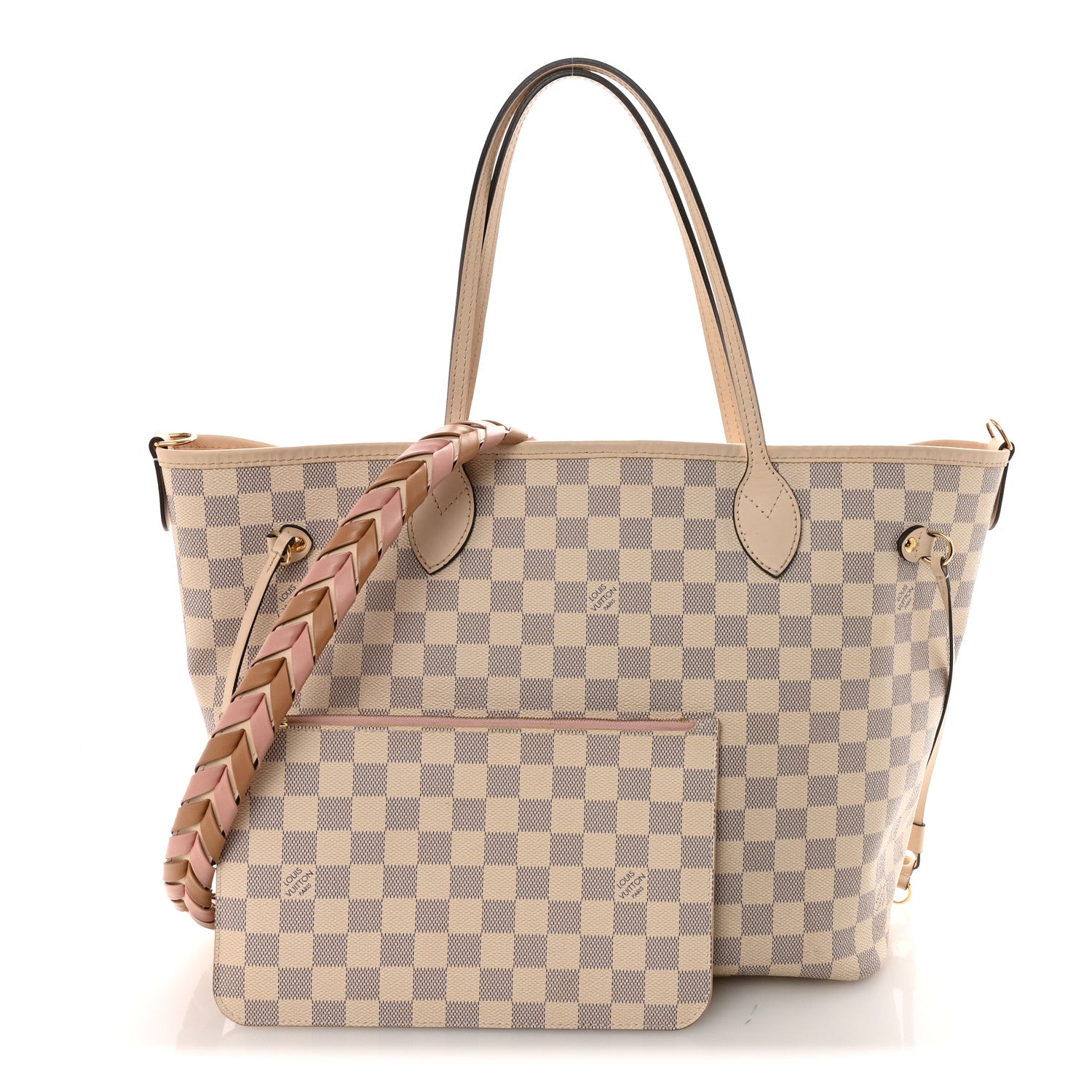 Louis Vuitton Damier Azur Braided Neverfull MM Pink