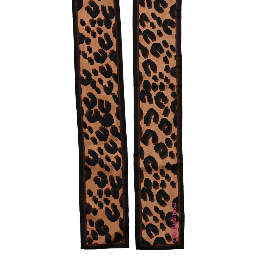 Louis Vuitton Silk Leopard Bandeau Scarf Marron