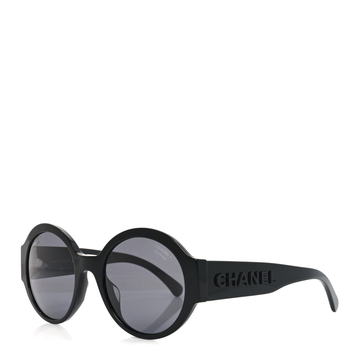 Acetate Polarized Round Sunglasses 5410-A Black