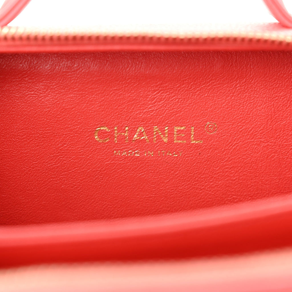 Chanel Caviar Quilted Small CC Filigree Vanity Case Coral