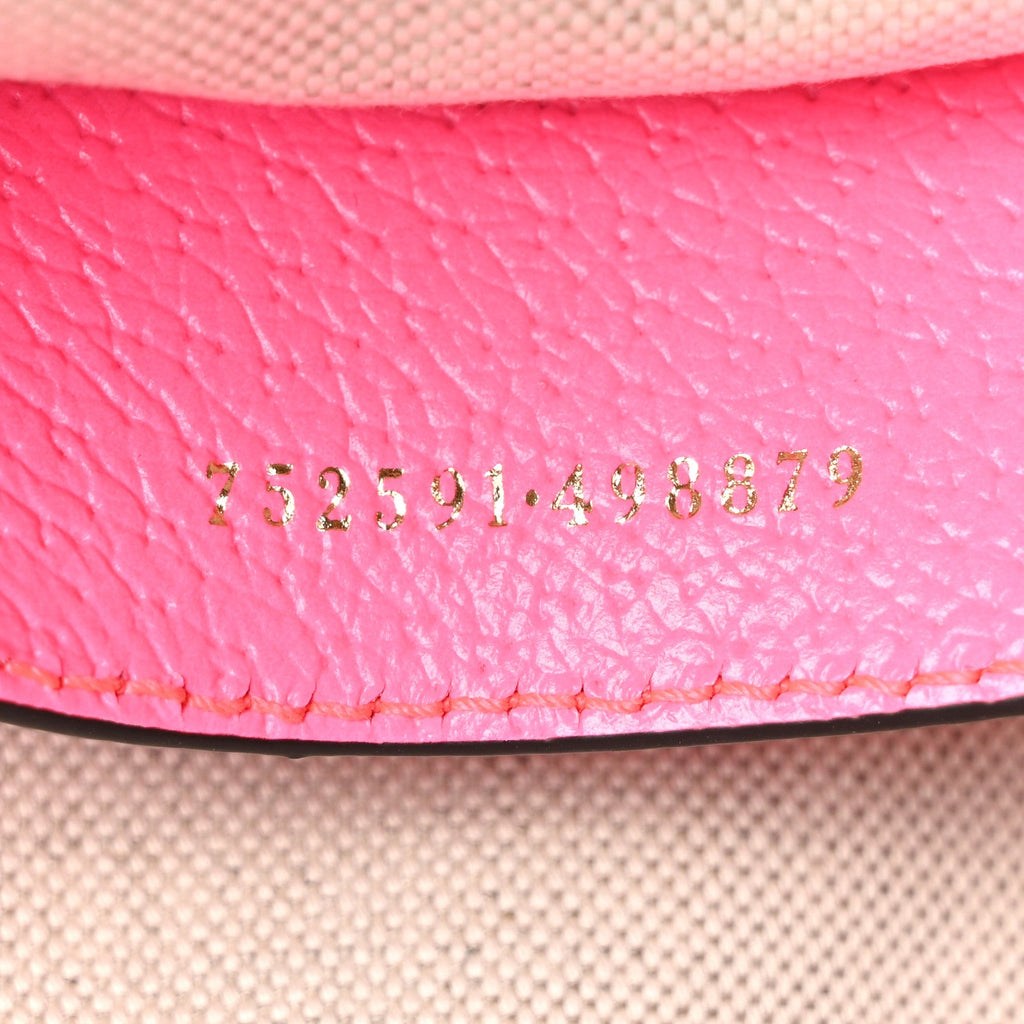 Gucci GG Supreme Monogram Textured Dollar Calfskin Web Ophidia Small Crossbody Bag Beige Ebony Fuchsia