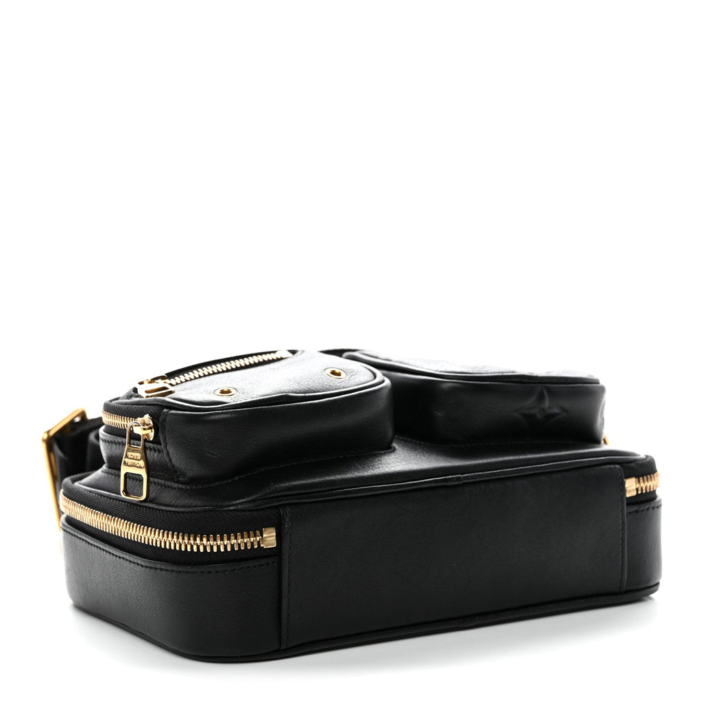 Louis Vuitton Calfskin Monogram Embossed Utility Crossbody Black