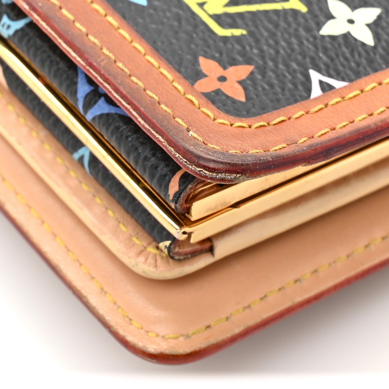 Louis Vuitton Monogram Multicolor French Purse Wallet Black