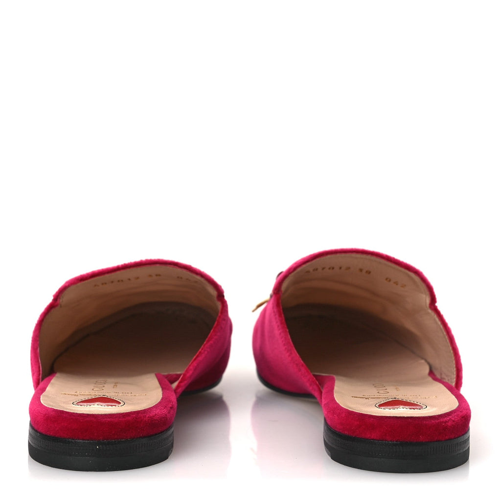 Gucci Velvet Panther Embroidered Womens Princetown Slippers 38 Raspberry Sherbet
