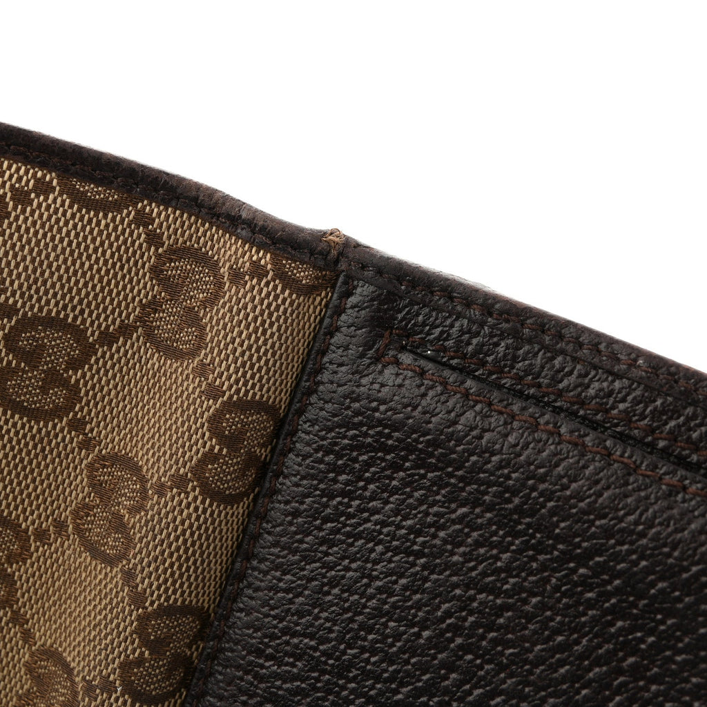 Gucci Monogram Calfskin Ladies Web Continental Wallet Beige Ebony Cocoa