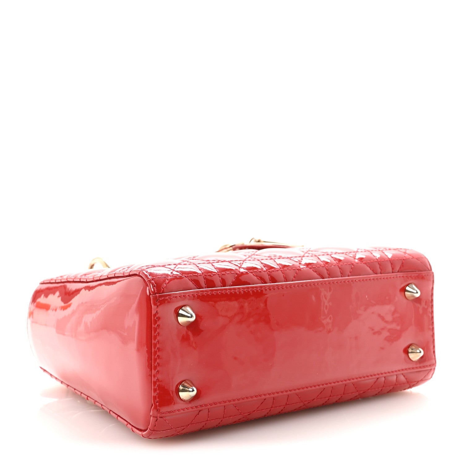 Christian Dior Patent Cannage Small Lady Dior Red