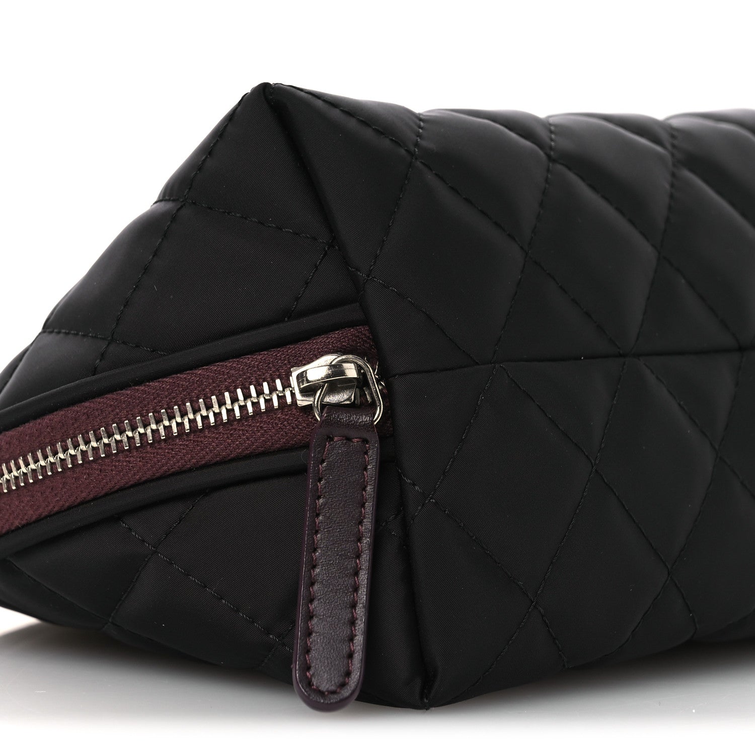 Nylon Quilted Small Cosmetic Case Black