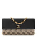 Gucci Dollar Calfskin GG Supreme Monogram Petite GG Marmont Wallet Chain Bag Black Beige Ebony