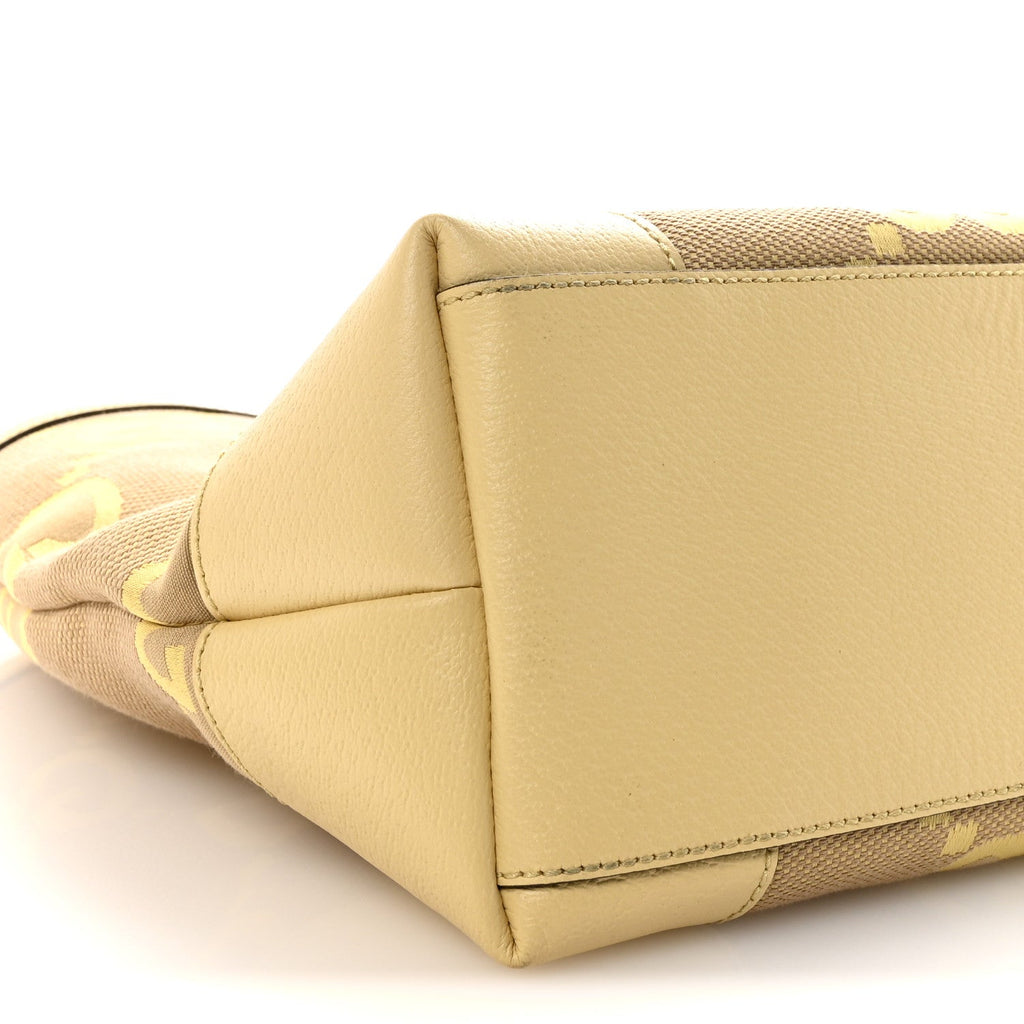 Gucci Monogram Jumbo GG Textured Dollar Calfskin Medium Ophidia Shopping Tote Beige Banana