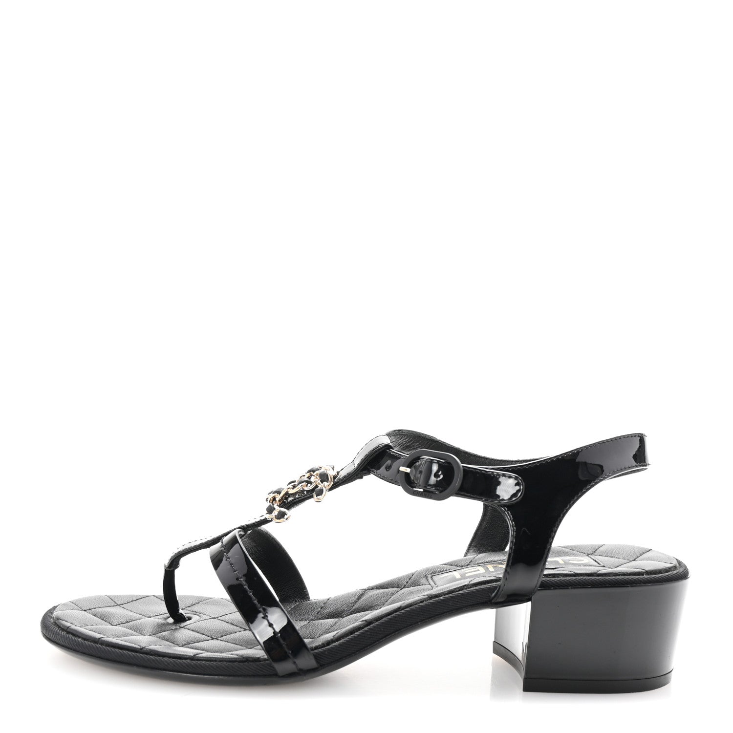 Patent CC Logo Thong Sandals 37 Black