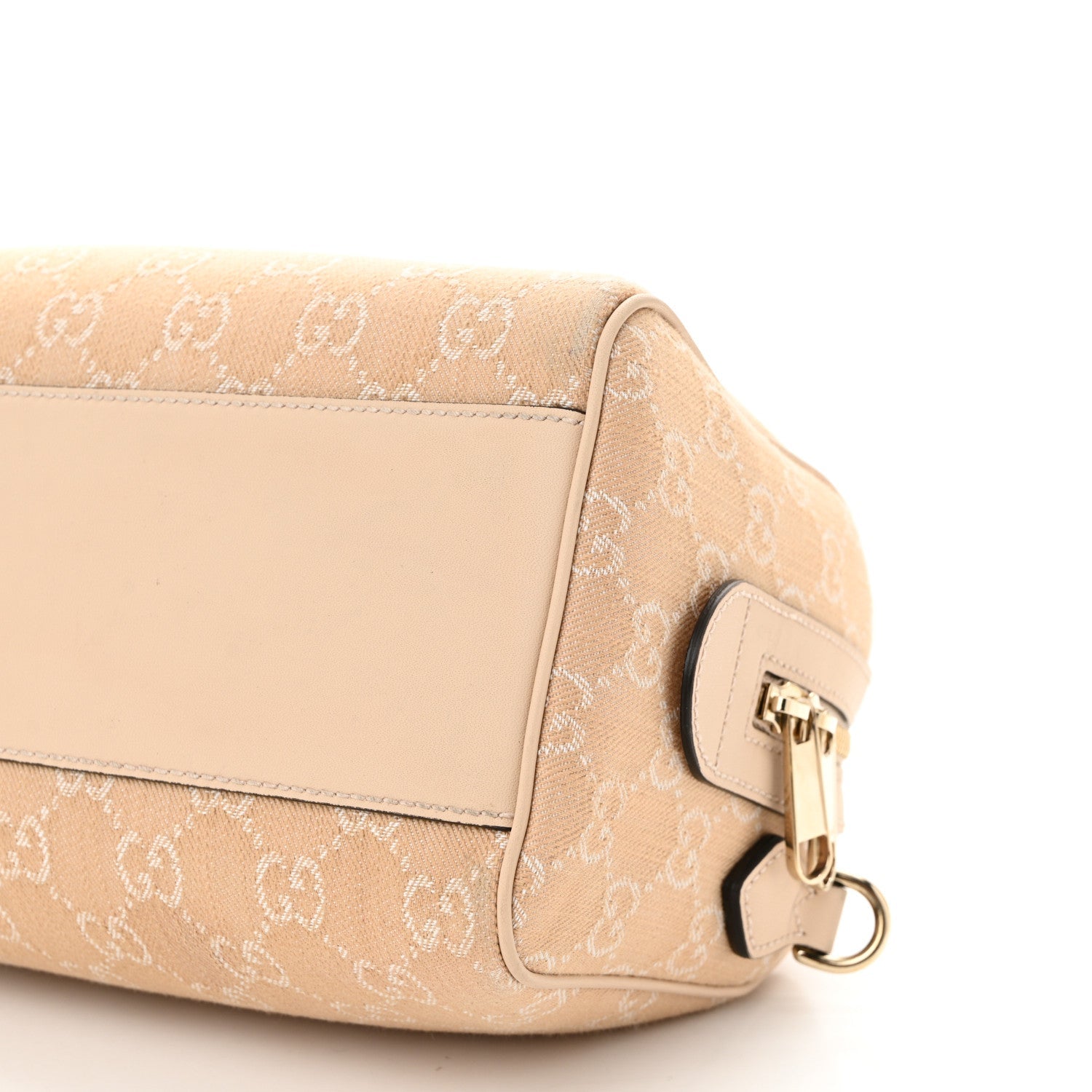 Gucci Summer Denim Calfskin GG Monogram Small Ophidia Top Handle Bag Souffle Rose