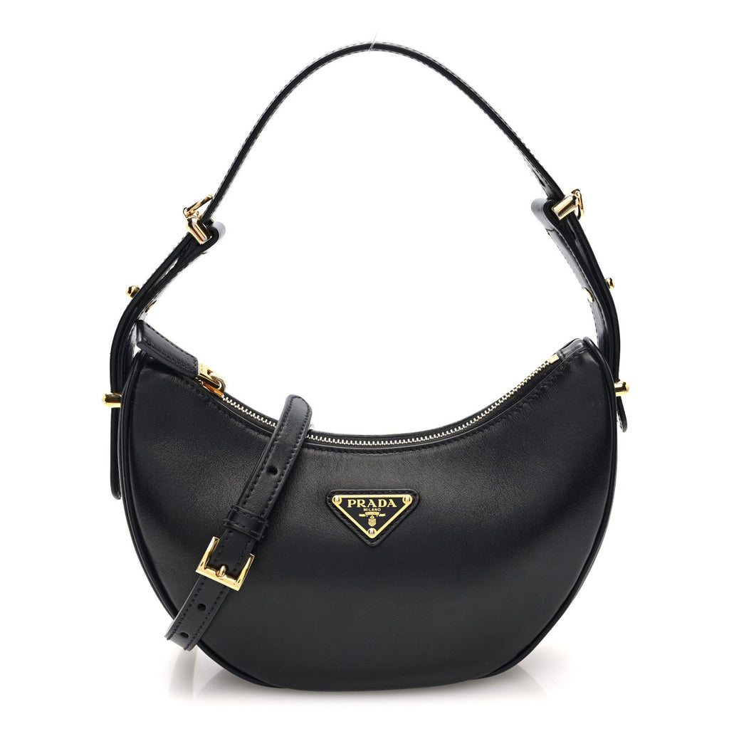 Prada Soft Calfskin Arque Shoulder Bag Black
