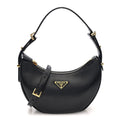 Prada Soft Calfskin Arque Shoulder Bag Black