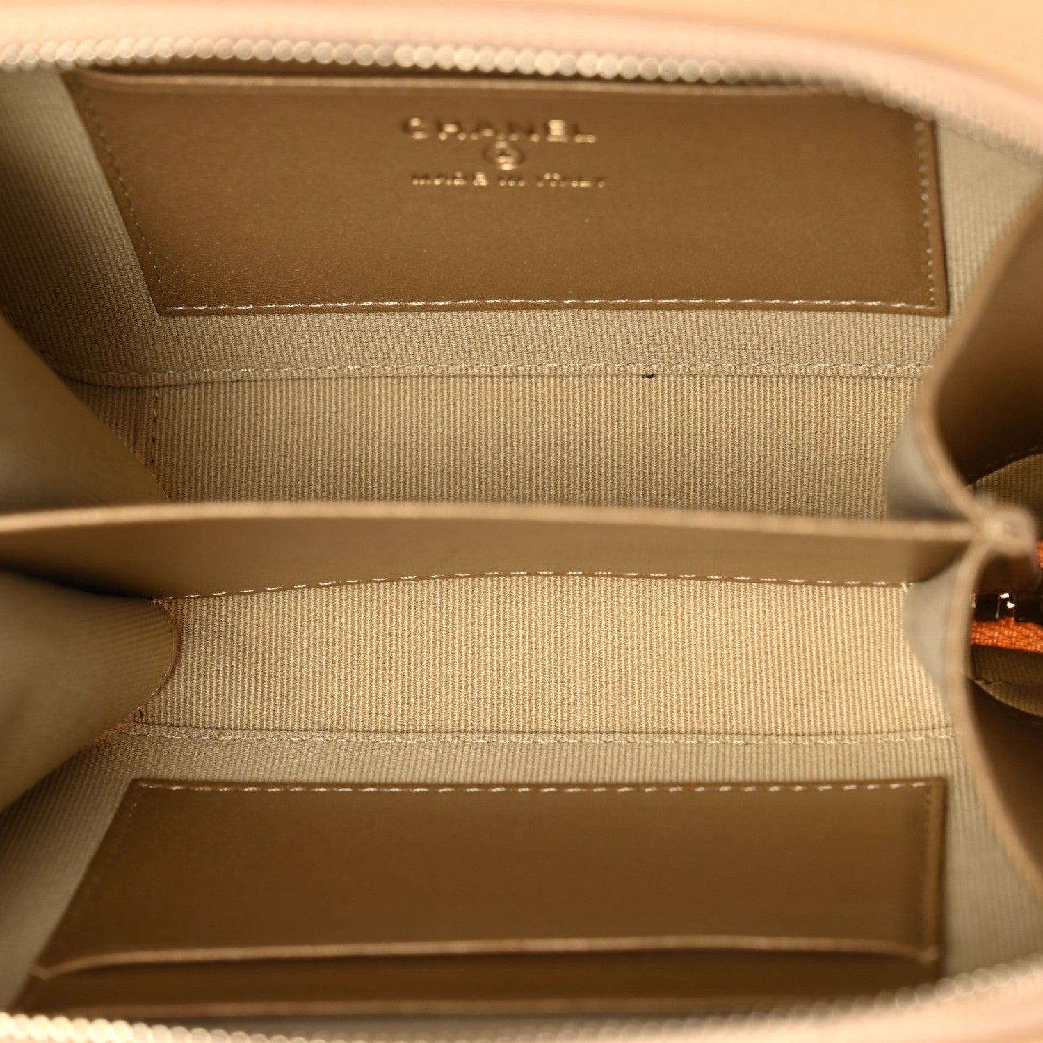 Chanel Lambskin Quilted CC Pearl Crush Camera Case Beige