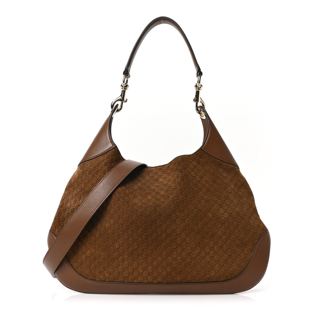 Gucci GG Suede B Medium Shoulder Bag Brown