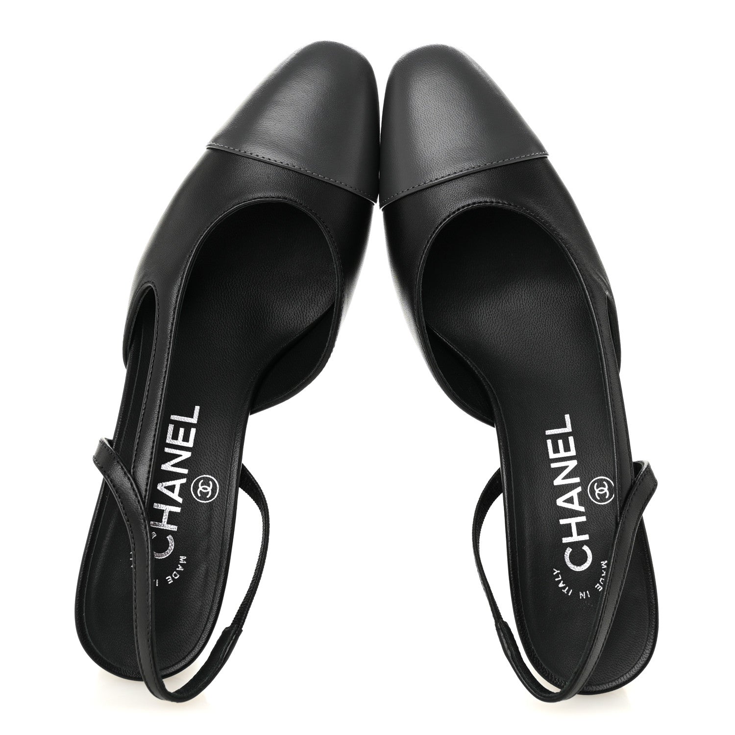 Lambskin Cap Toe CC Slingback Pumps 35.5 Black Dark Grey