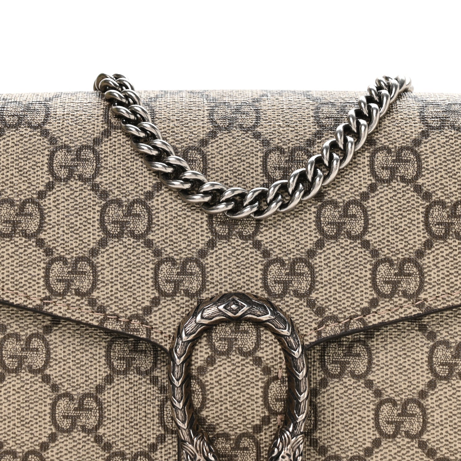 Gucci GG Supreme Monogram Mini Dionysus Chain Wallet Beige Taupe