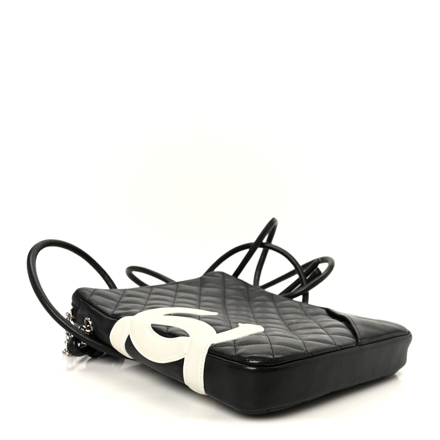 Chanel Calfskin Quilted Medium Cambon Messenger Black White