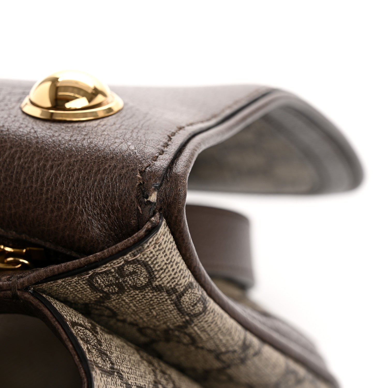 Gucci GG Supreme Monogram Textured Dollar Calfskin Web Medium Blondie Shoulder Flap Bag Beige Ebony New Acero