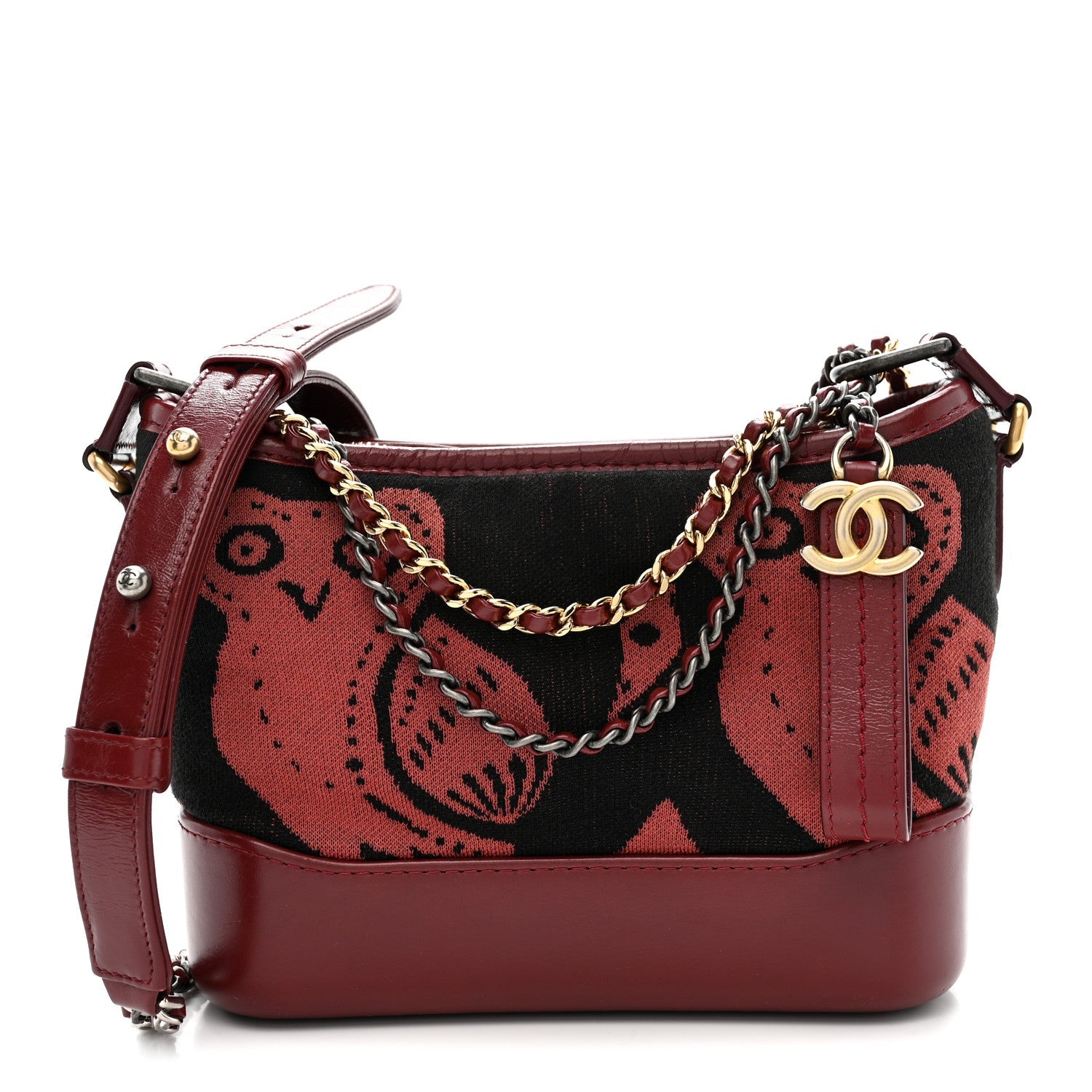 Chanel Knit Calfskin Small Gabrielle Hobo Red
