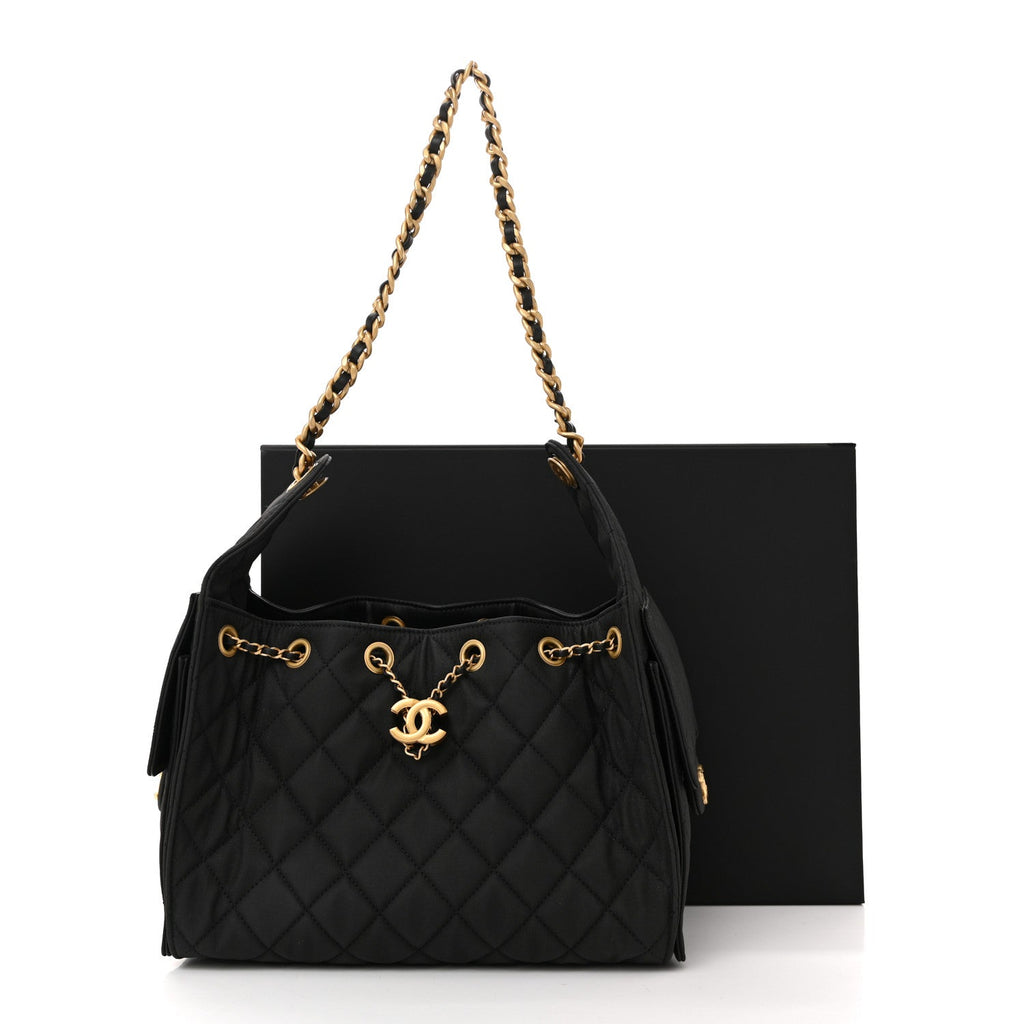 Chanel Canvas Quilted Small Chanel 25 Handbag Black
