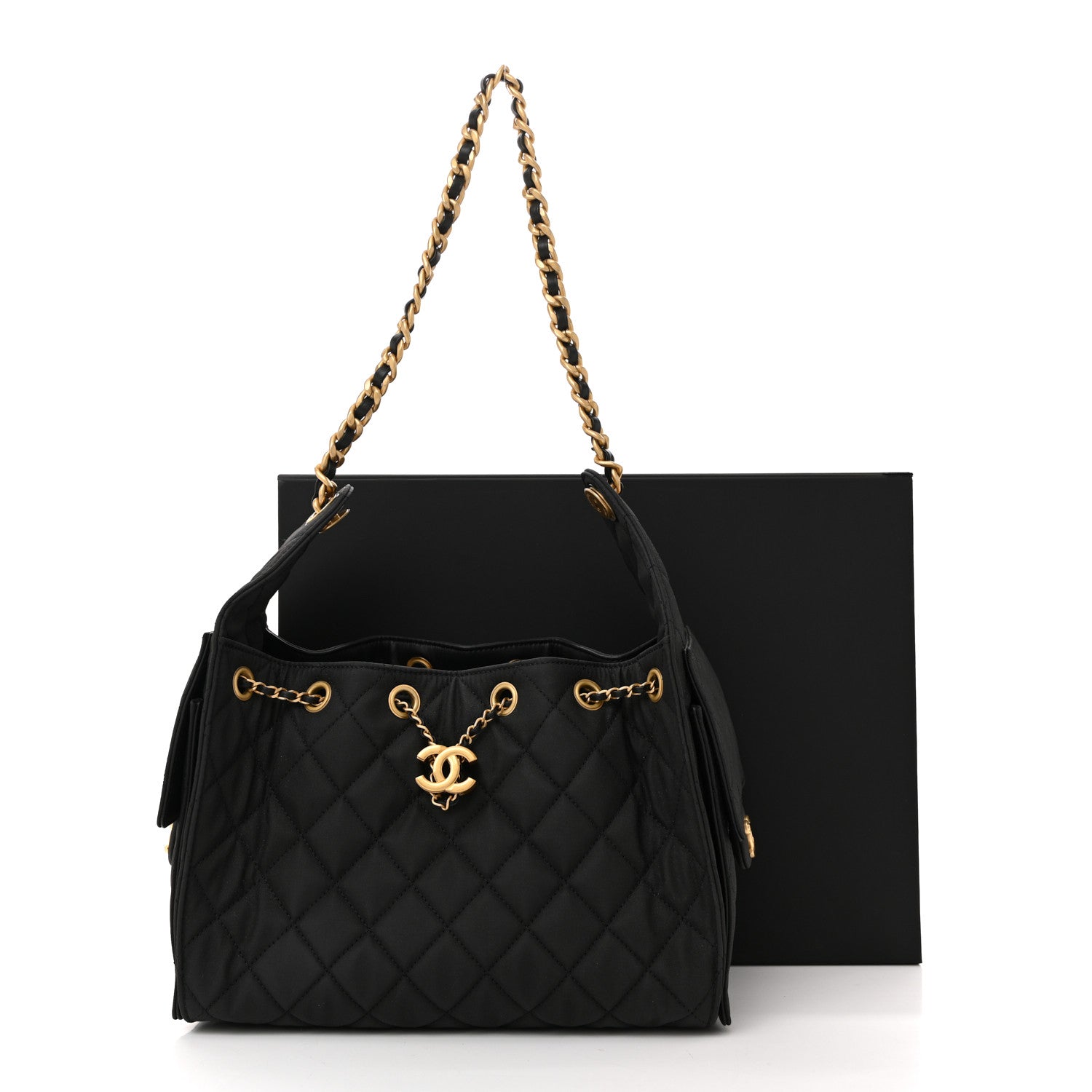 Chanel Canvas Quilted Small Chanel 25 Handbag Black