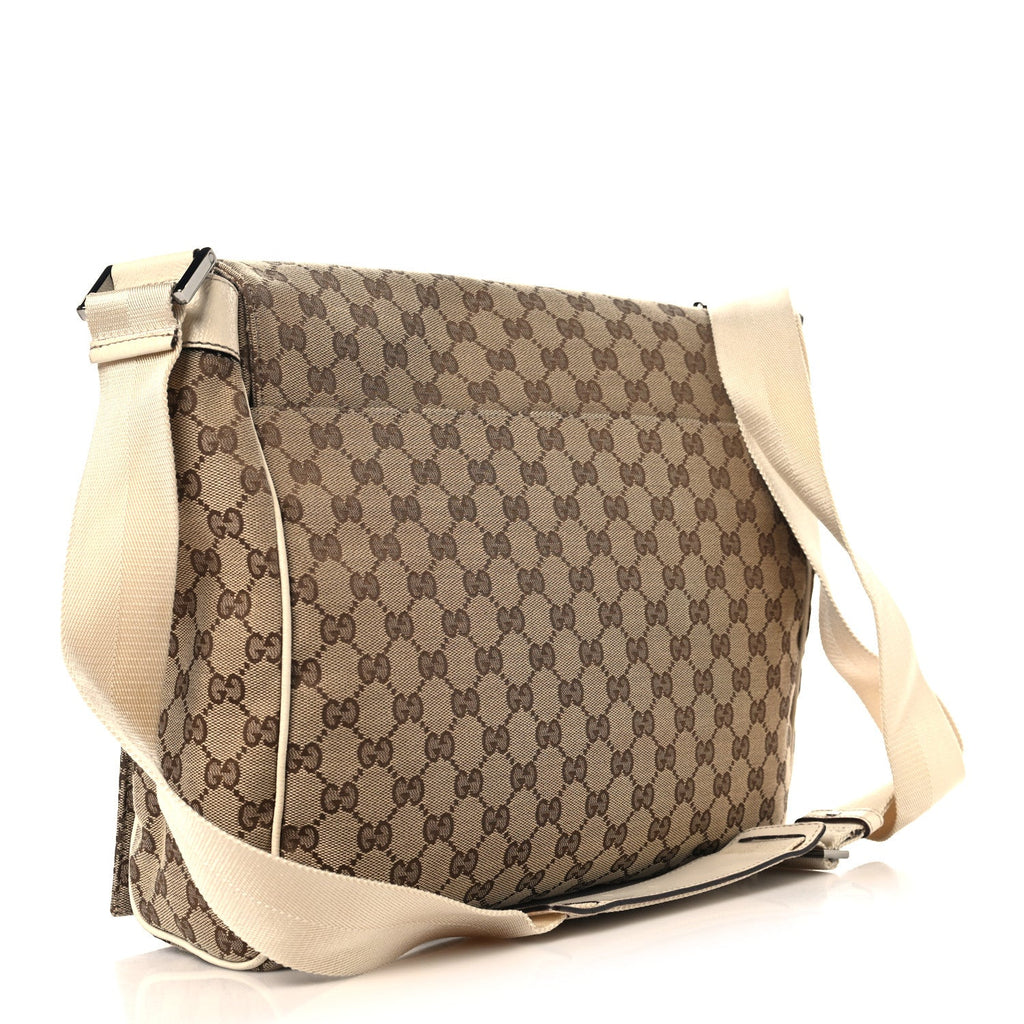 Gucci GG Monogram Medium Flap Messenger Bag Beige