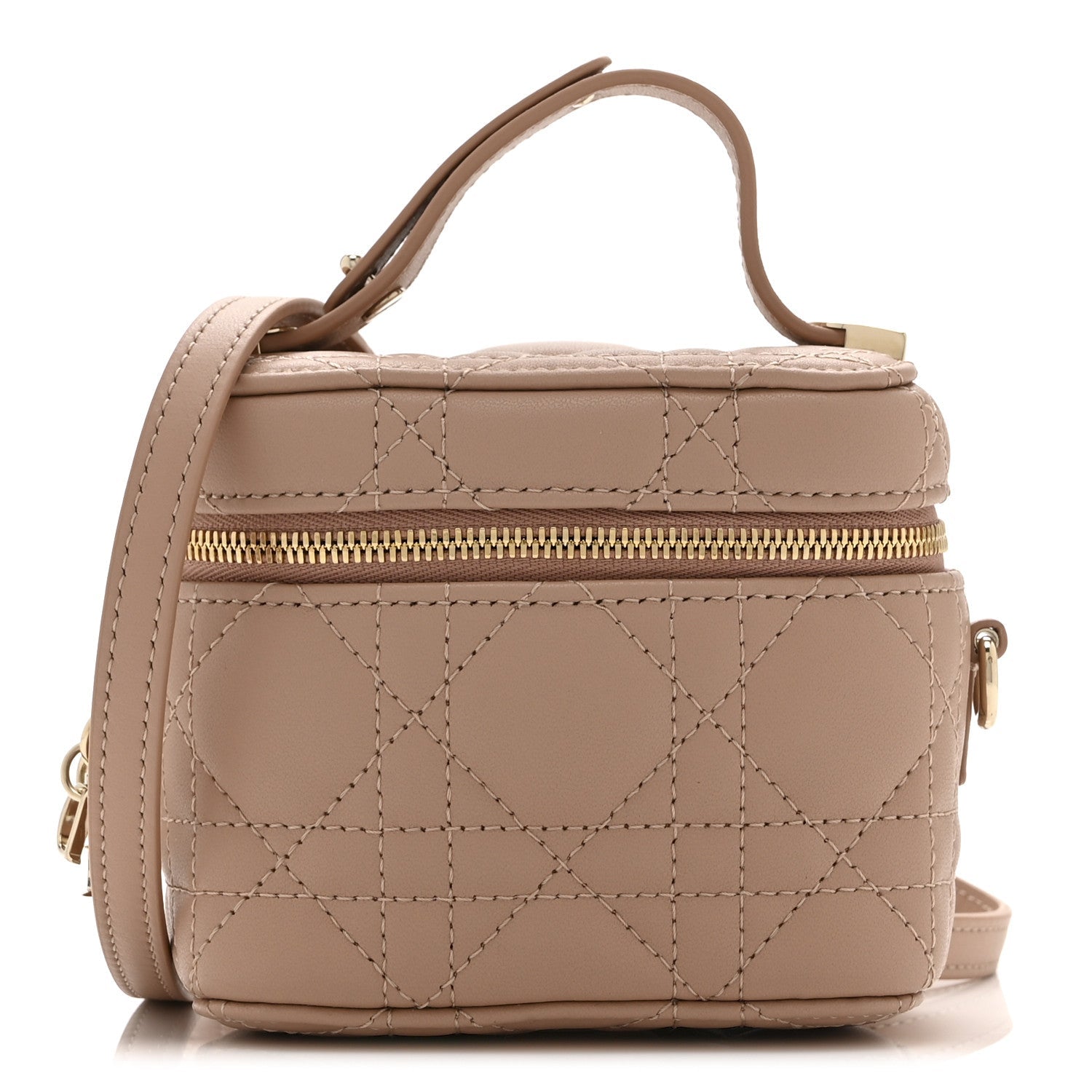 Christian Dior Lambskin Cannage Micro Lady Dior Vanity Case Rose Des Vents