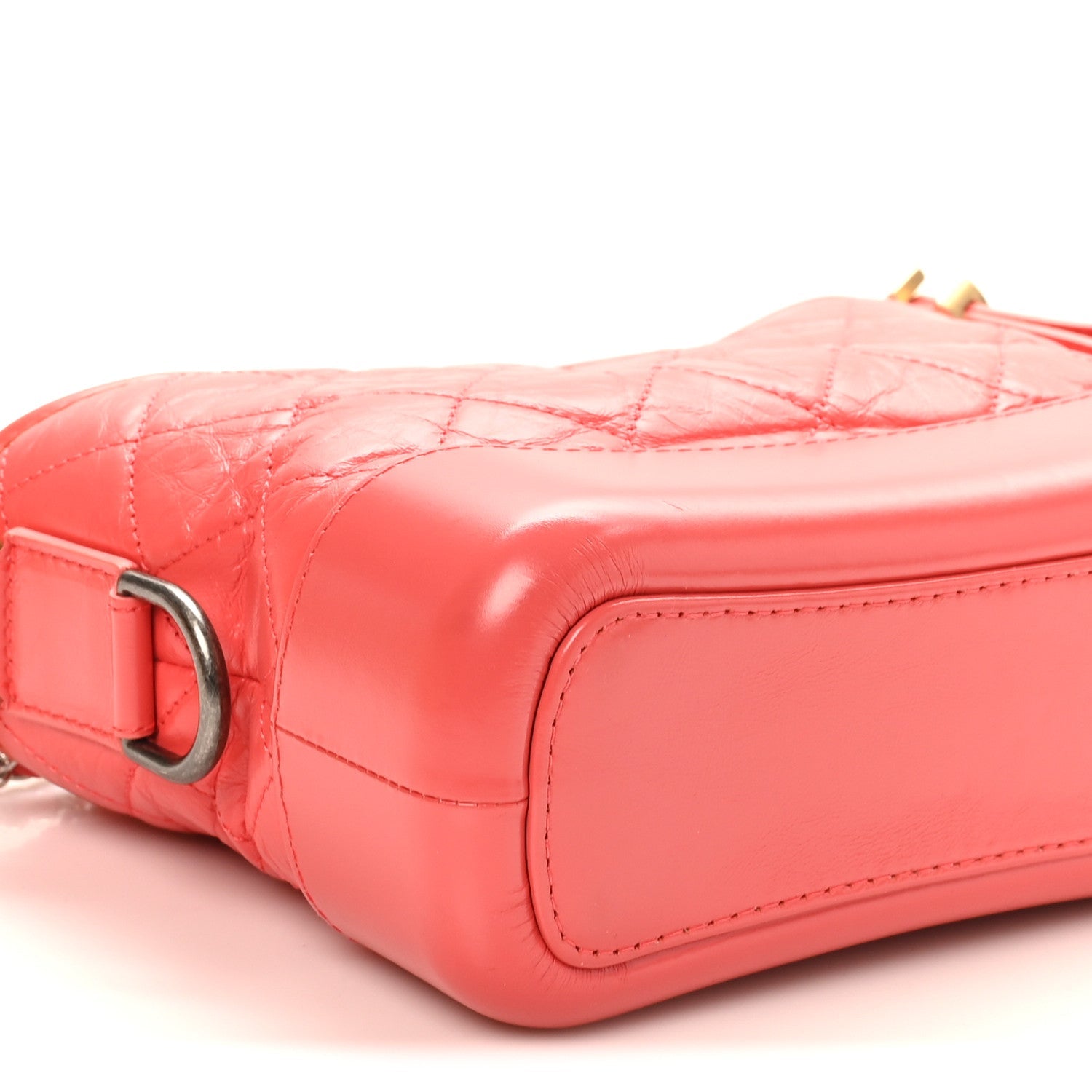 Chanel Aged Calfskin Quilted Small Gabrielle Hobo Coral