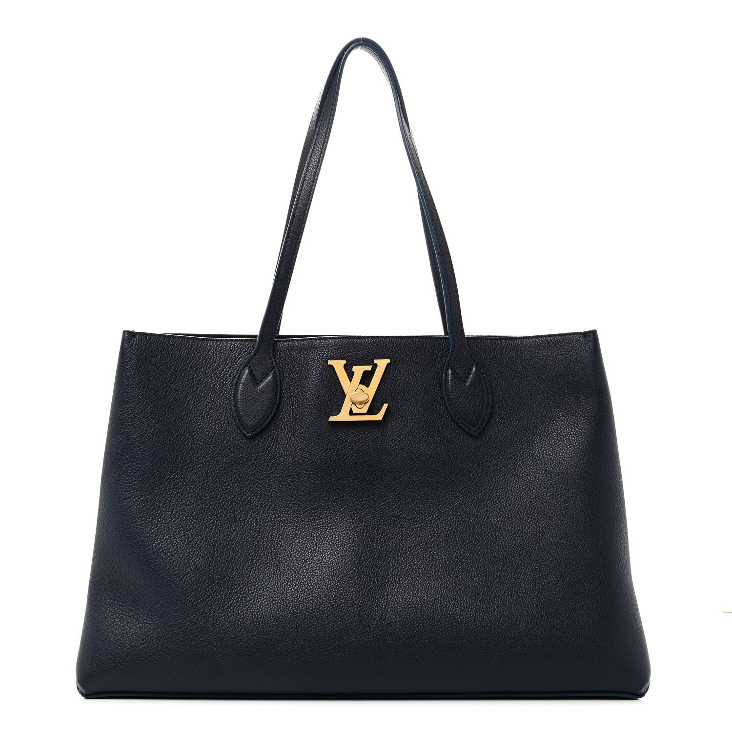 Louis Vuitton Grained Calfskin Lockme Shopper Navy