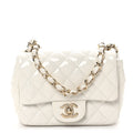 Chanel Patent Quilted Mini Square Flap White