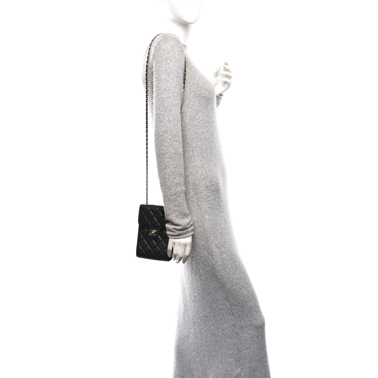 Chanel Caviar Quilted Classic Phone Holder Black
