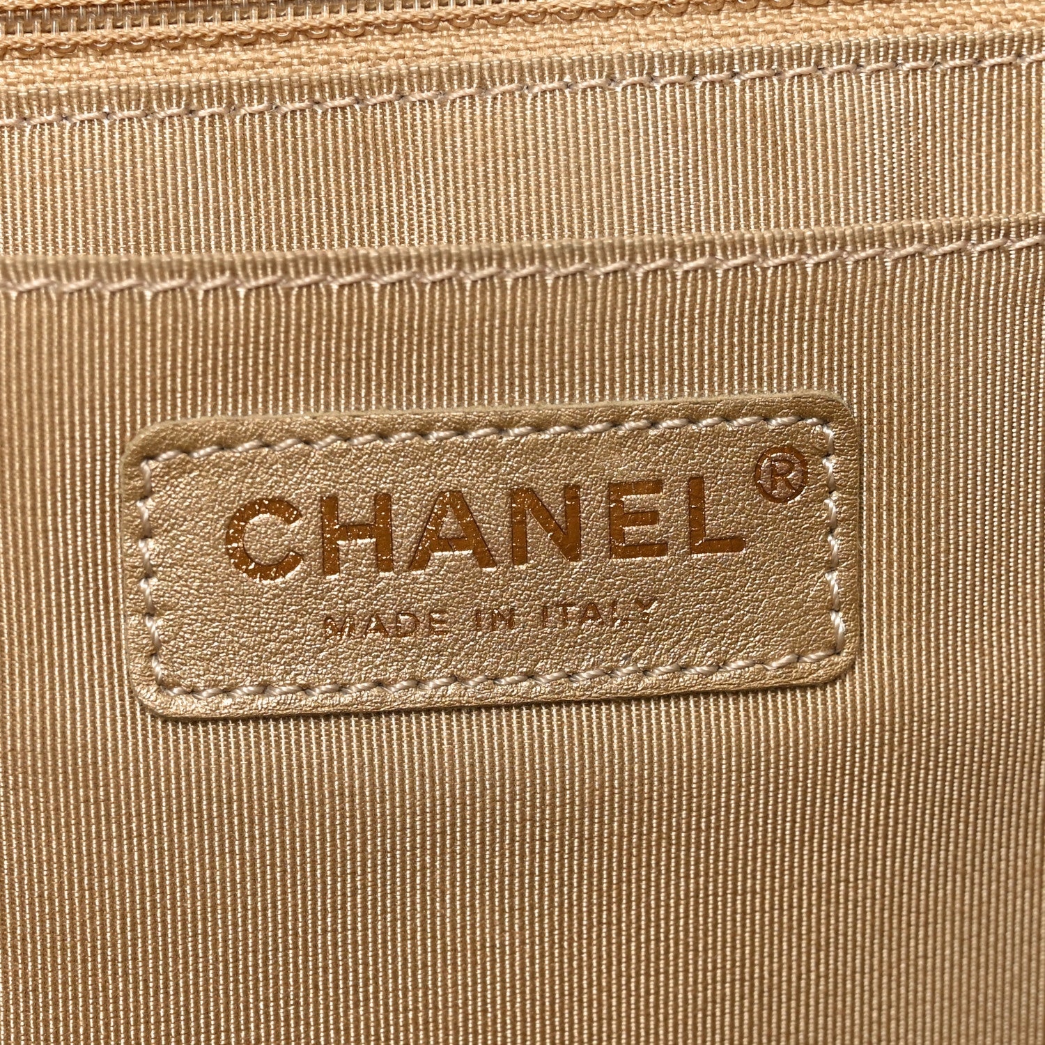 Chanel Metallic Calfskin Quilted Small XXL Travel Flap Bag Gold