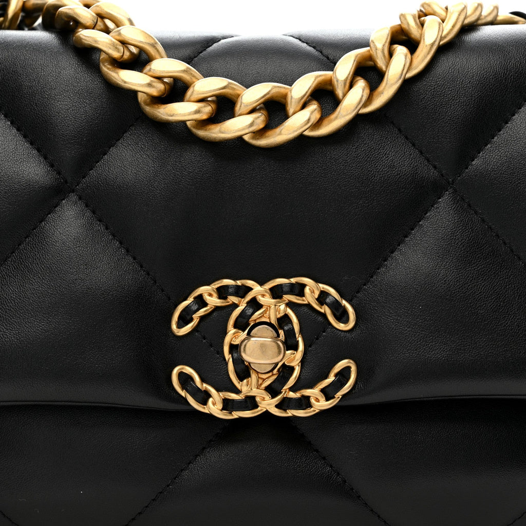 Chanel Lambskin Quilted Medium Chanel 19 Flap Black