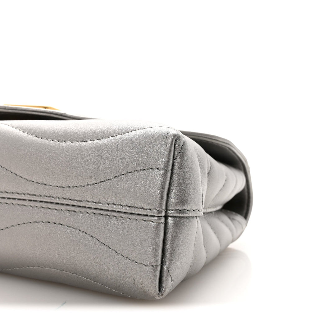 Louis Vuitton Metallic Calfskin New Wave Chain Bag MM NM Silver