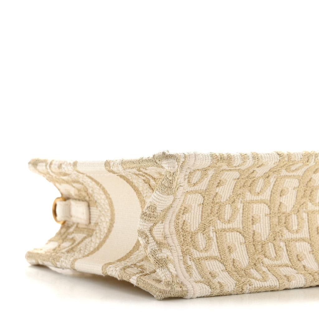 Christian Dior Oblique Mini Book Tote With Strap Gold Multicolor